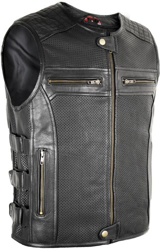 Herren biker lederweste - herren,